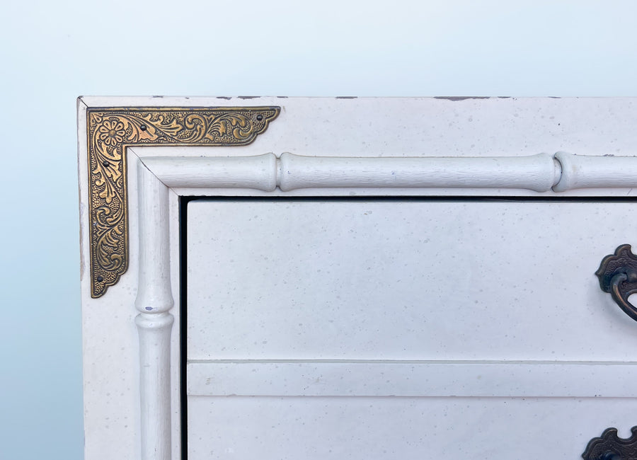 Pair of Faux Bamboo Nightstands with Brass Details