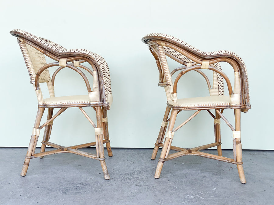 Pair of Maison Drucker Rattan Bistro Chairs