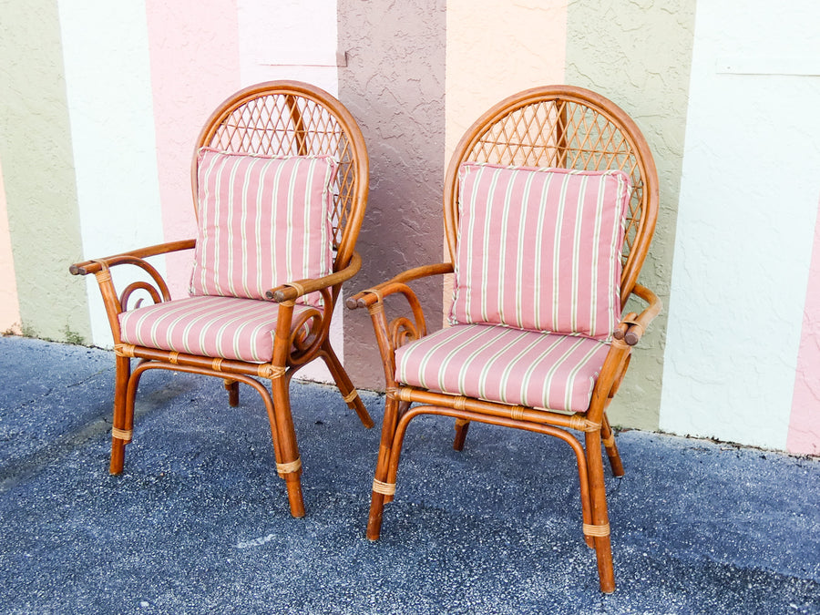 Pair of Rattan Balloon Back Chairs