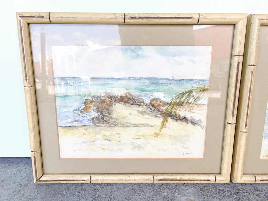Pair of Original Water Color Beach Art