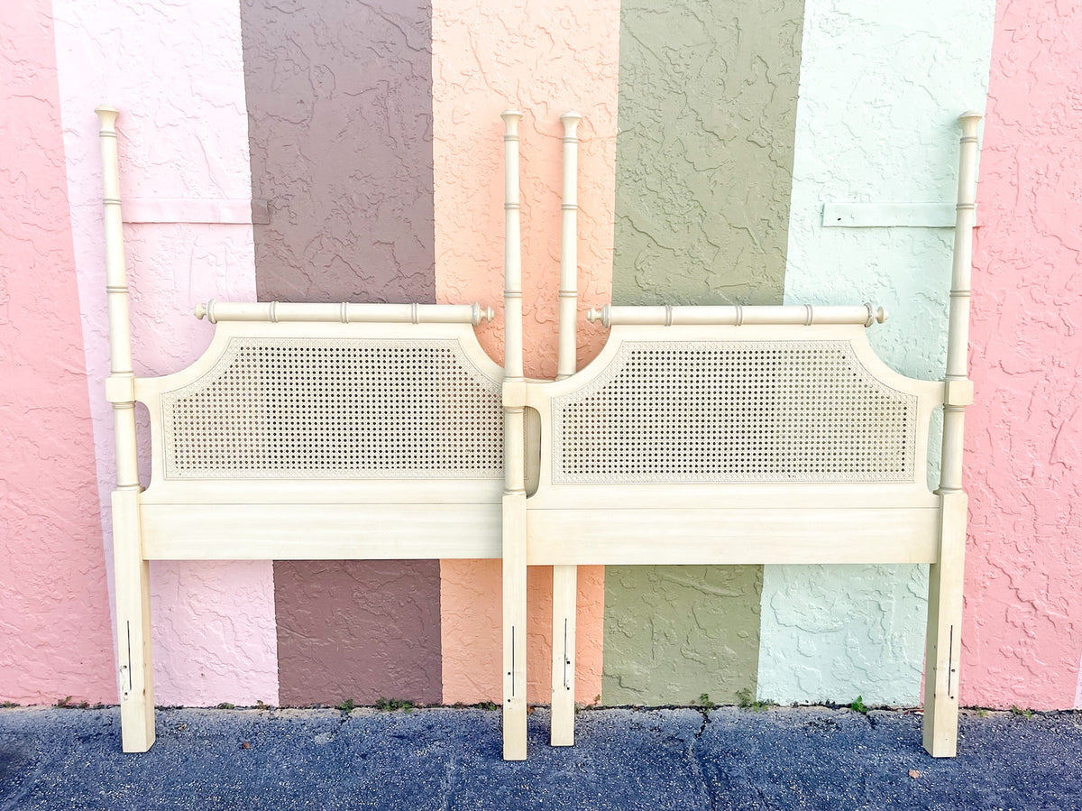 Pair of Faux Bamboo and Cane Twin Headboards