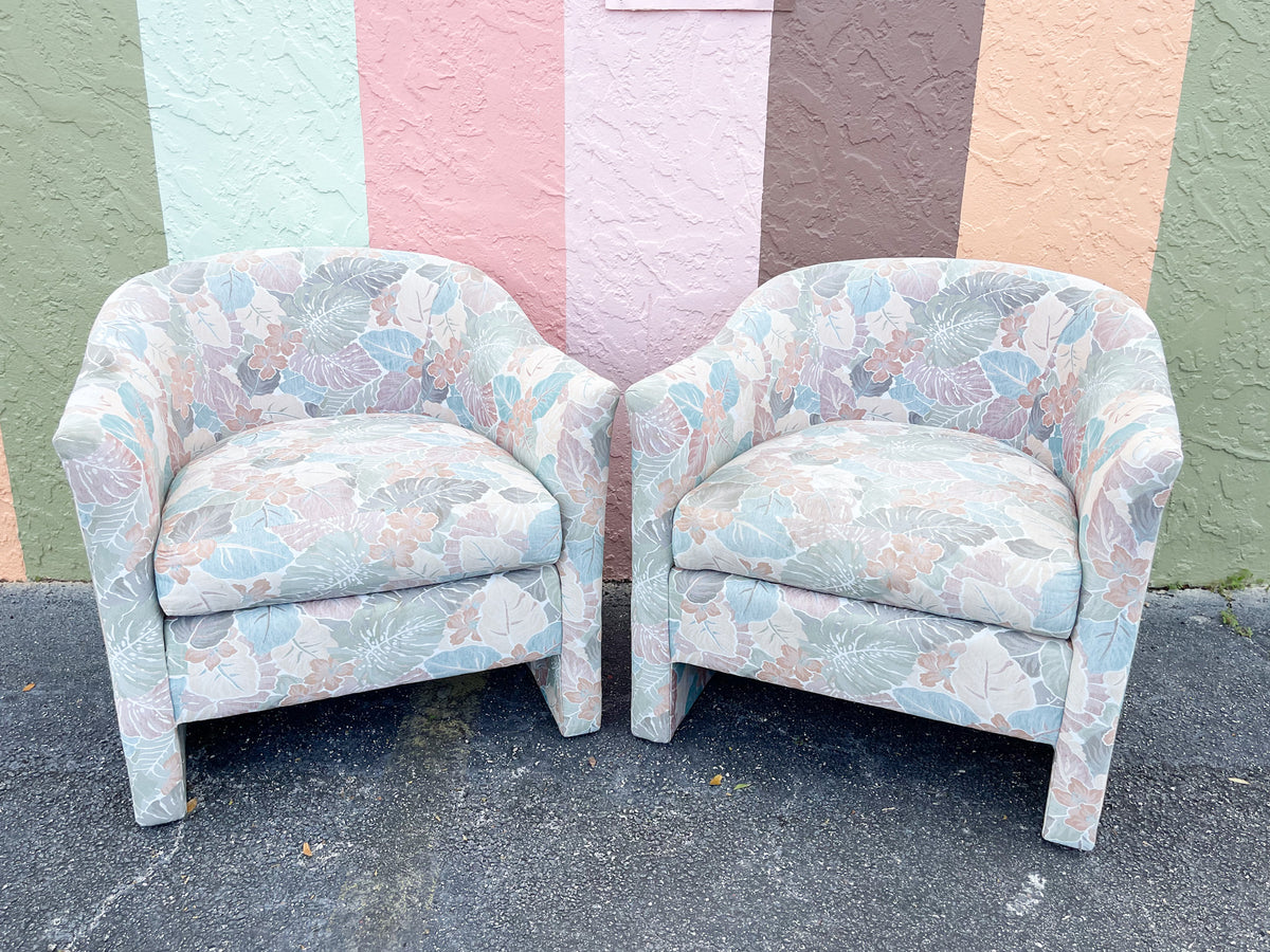 Pair of Palm Print Upholstered Chairs