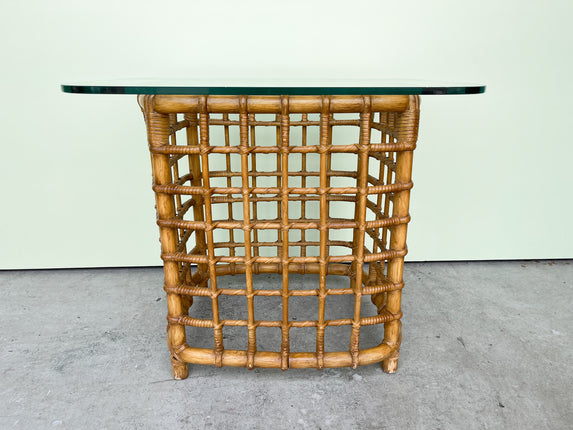 Rattan Grid Side Table