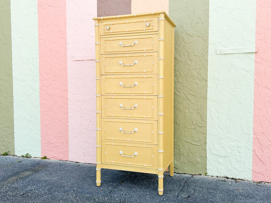 Thomasville Yellow Faux Bamboo Lingerie Chest