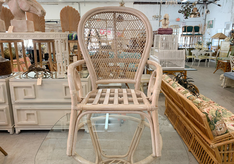 Set of Four Balloon Back Rattan Chairs and Table