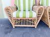Pair of Chic Stick Wicker Lounge Chairs