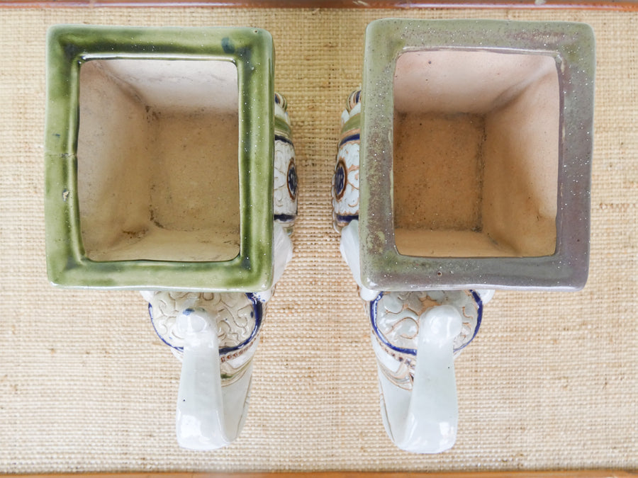 Pair of Ceramic Elephant Cachepots