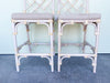 Pair of Rattan Chippendale Bar Stools
