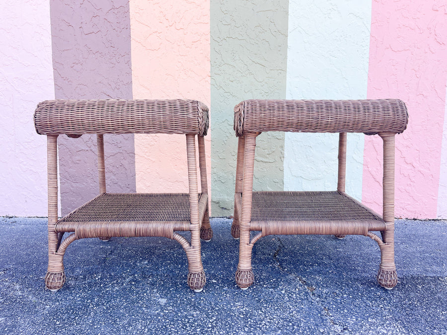 Pair of Wicker Chic Side Tables