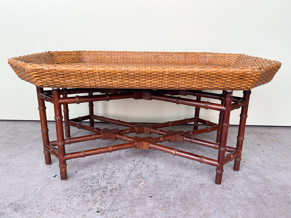 Faux Bamboo Tray Top Coffee Table