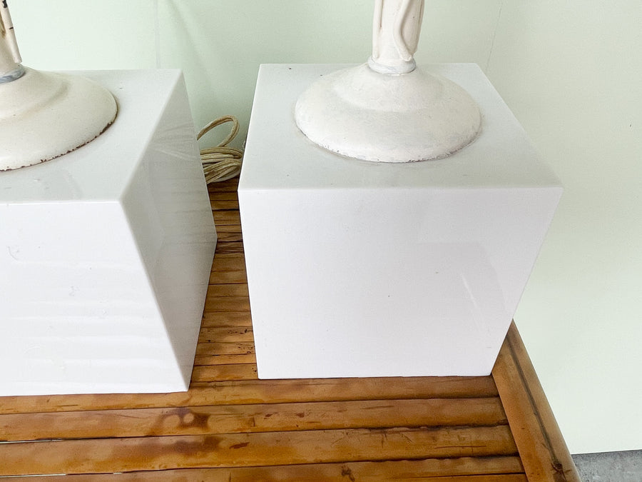 Pair of Tole Flower Lamps