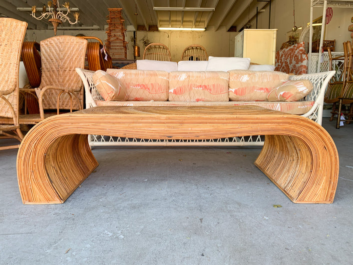 Split Reed Coffee Table in Gabriella Crespi Style