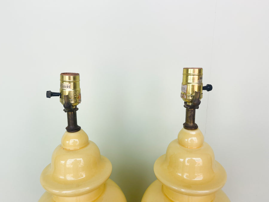 Pair of Yellow Ginger Jar Lamps