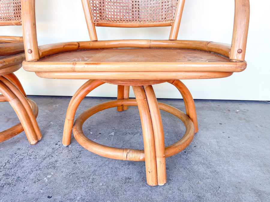 Pair of Sweet Cane and Rattan Pagoda Chairs