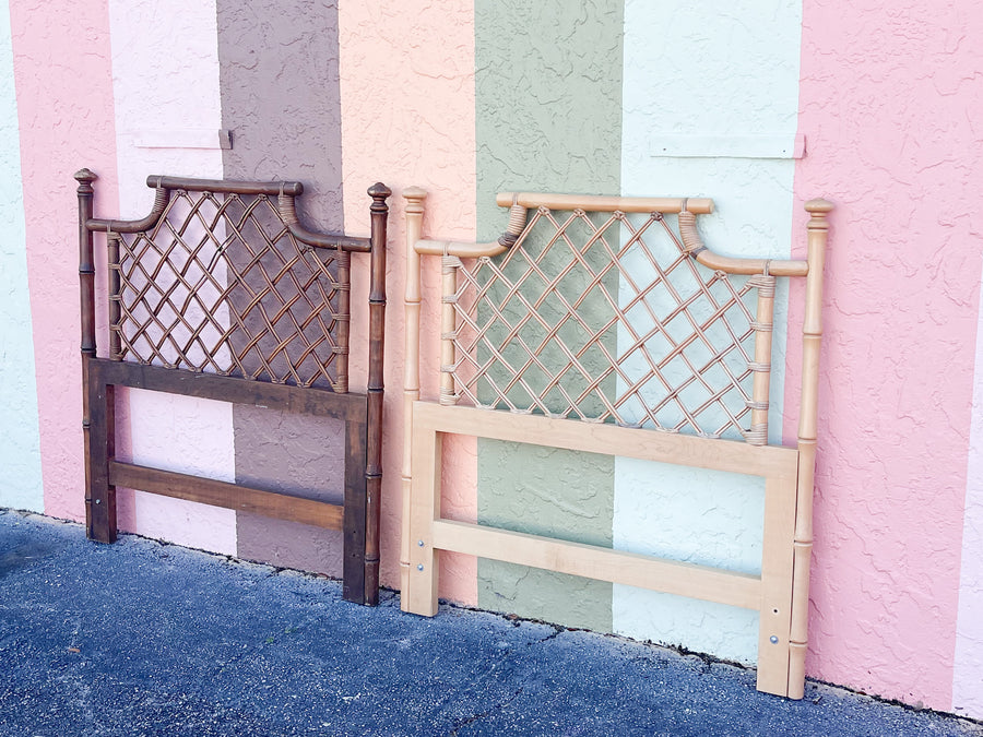 Pair of Ficks Reed Rattan Pagoda Twin Headboards