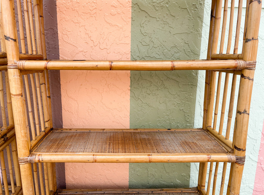 Pair of Island Style Rattan Etageres
