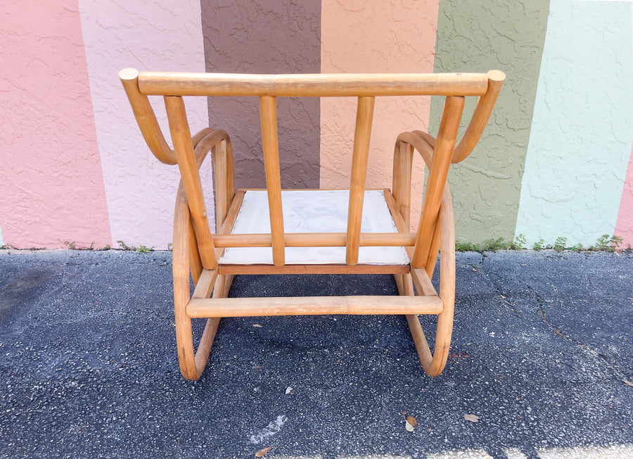 Pair of Sweet Striped Rattan Lounge Chairs