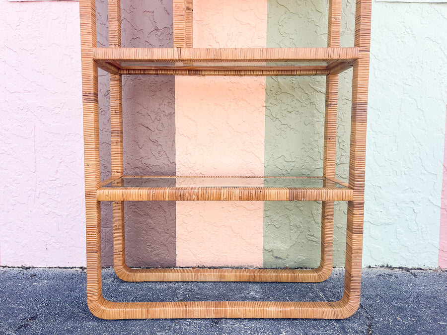 Coastal Chic Rattan Wrapped Etagere