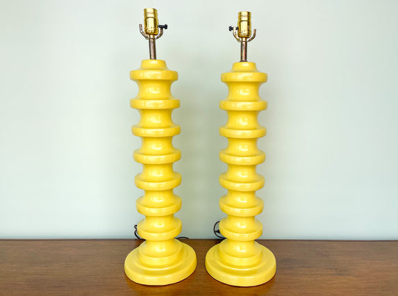 Pair of Whimsical Yellow Lamps