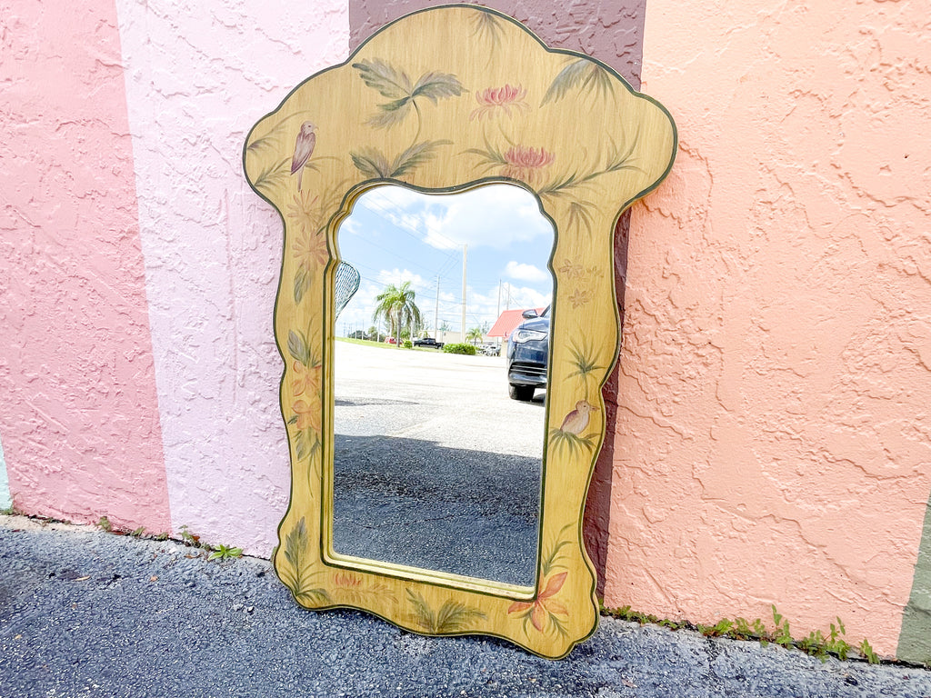 Palm Beach Chic Painted Bird Mirror
