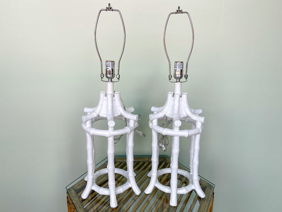 Pair of Faux Bamboo Pagoda Lamps