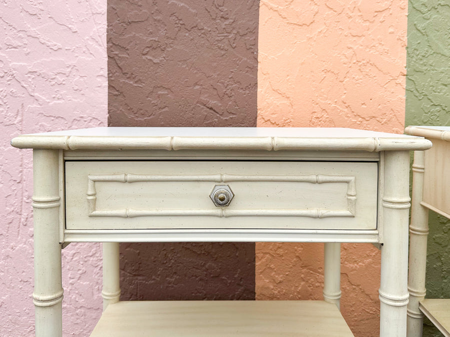 Pair of Thomasville Faux Bamboo Nightstands