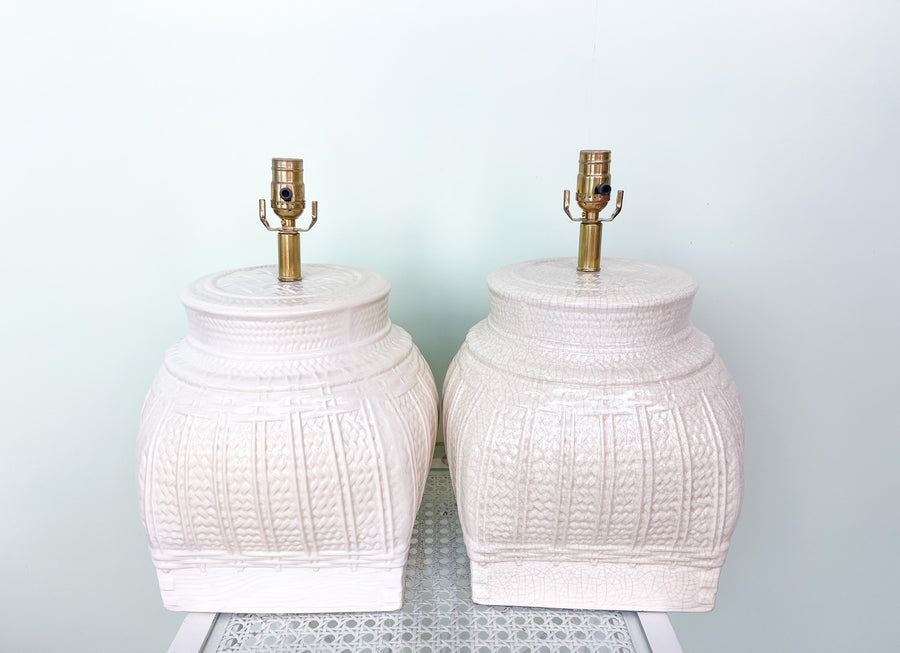 Pair of Ceramic Basket Lamps