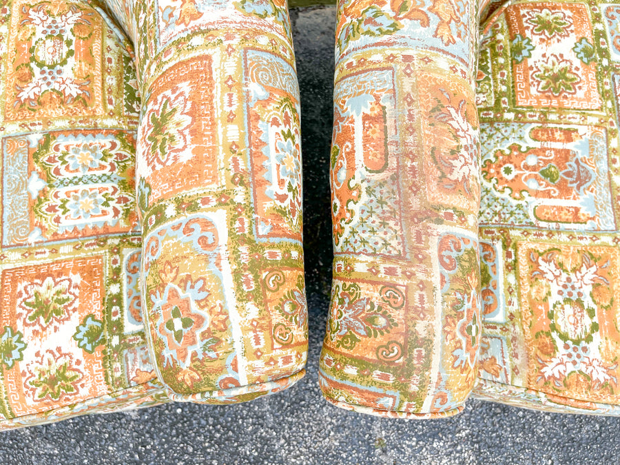 Pair of So 70s Upholstered Barrel Chairs