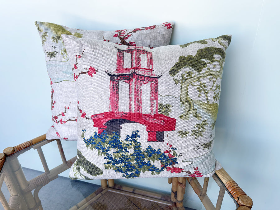 Pair of Linen Pagoda Pillows