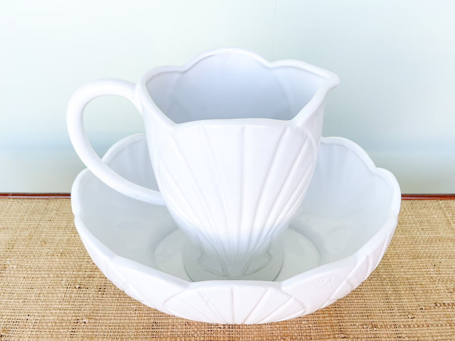 Italian Ceramic Shell Bowl and Pitcher