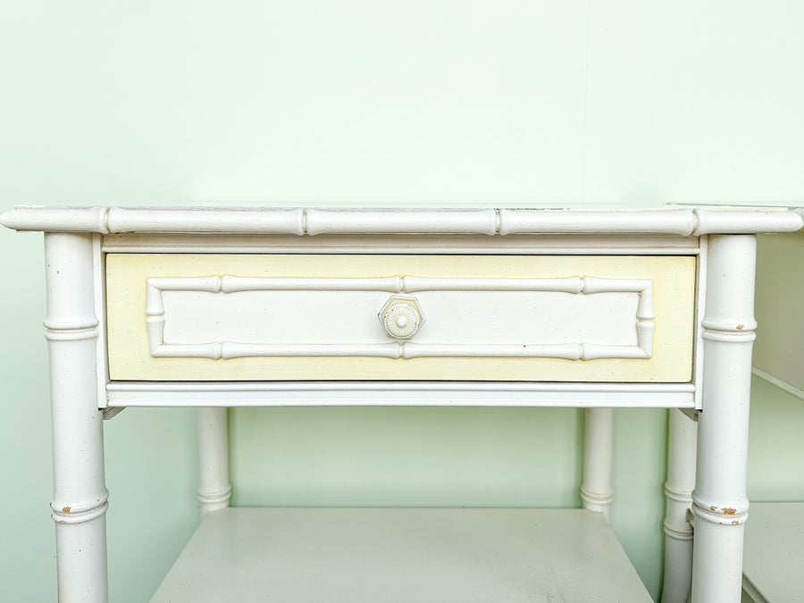 Pair of Thomasville Faux Bamboo Nightstands