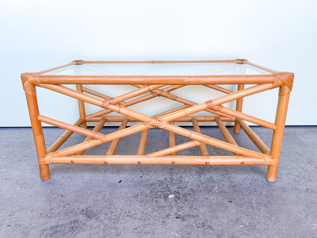 Petite Chippendale Rattan Coffee Table