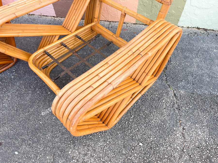 Pair of Frankl Style Rattan Pretzel Chairs