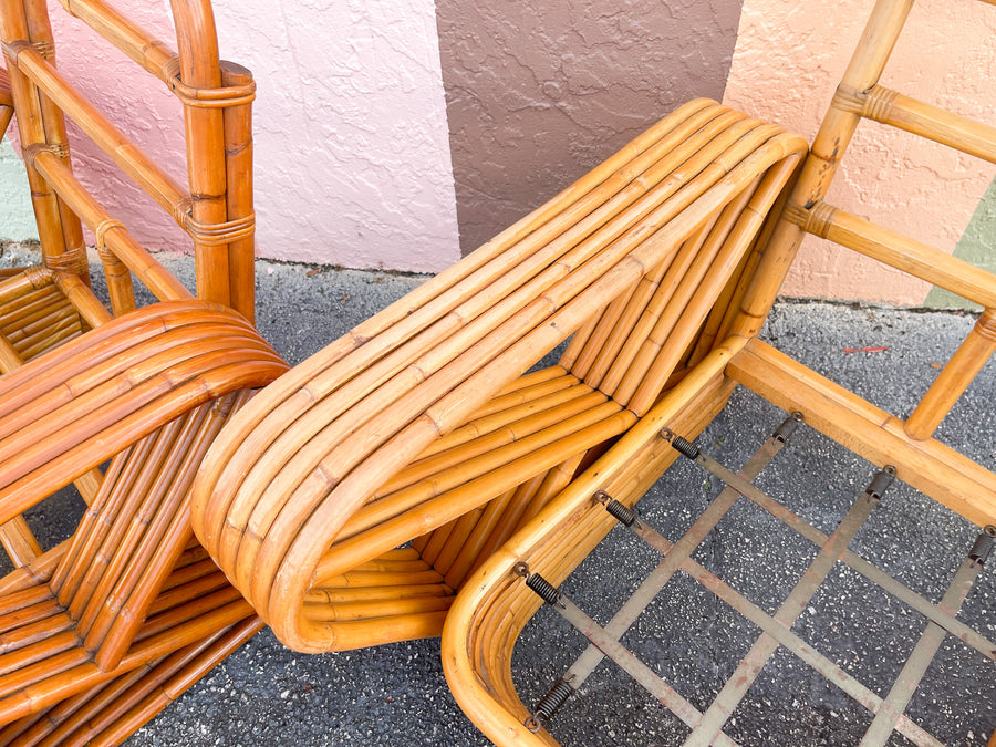 Pair of Frankl Style Rattan Pretzel Chairs