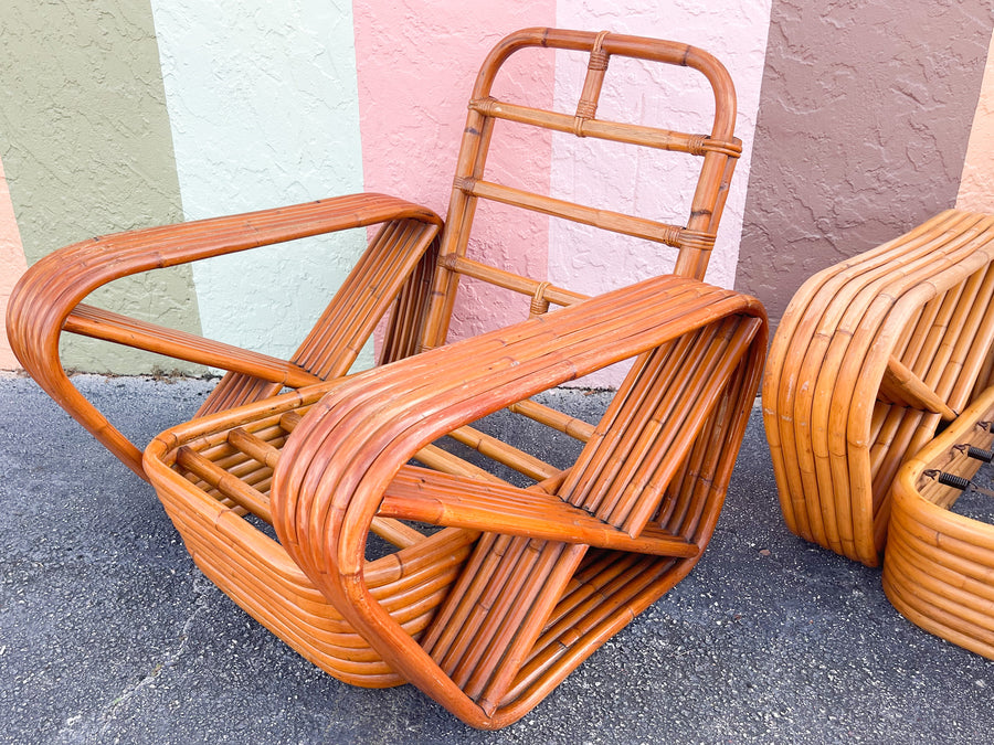 Pair of Frankl Style Rattan Pretzel Chairs