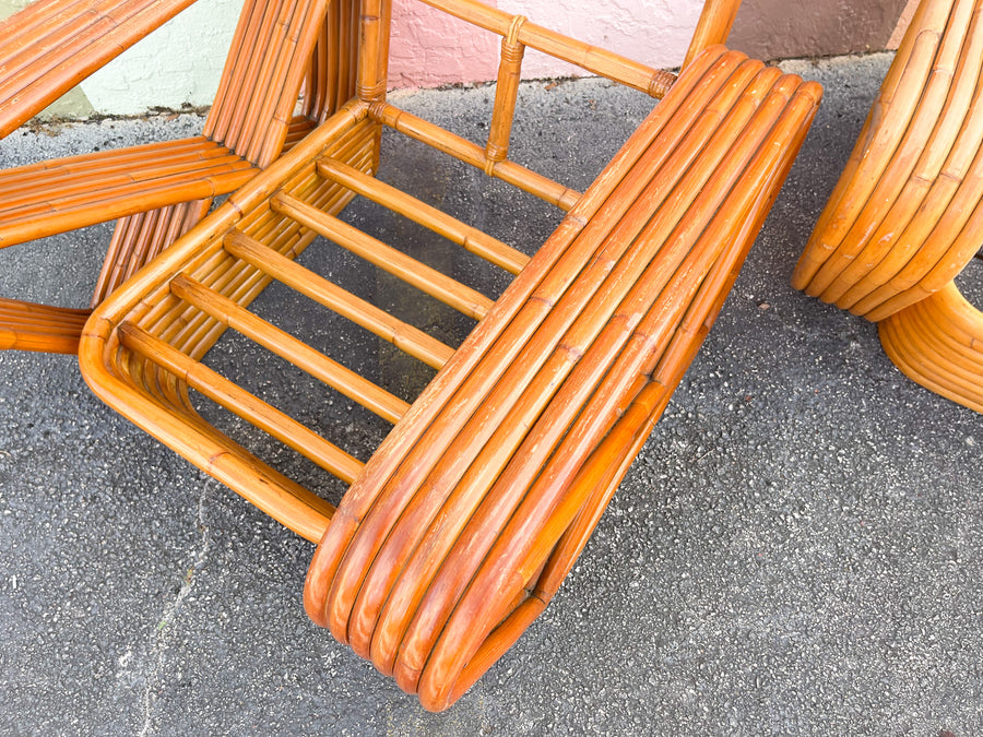 Pair of Frankl Style Rattan Pretzel Chairs