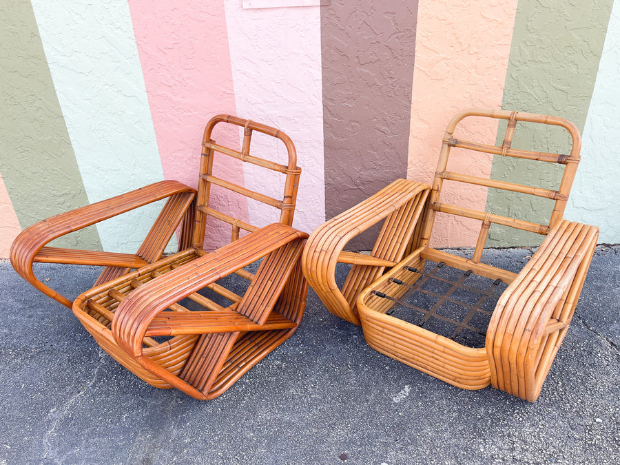 Pair of Frankl Style Rattan Pretzel Chairs