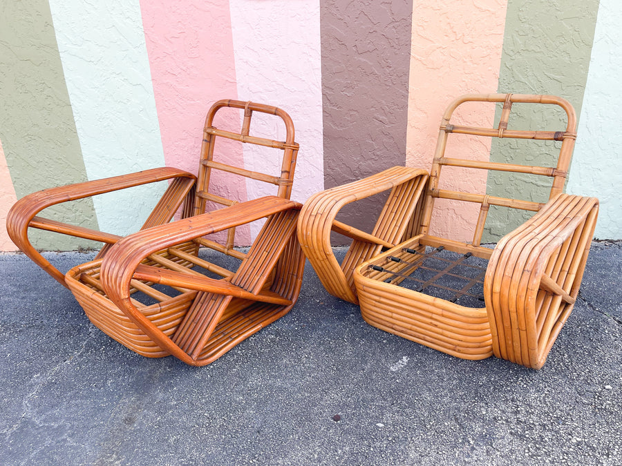 Pair of Frankl Style Rattan Pretzel Chairs