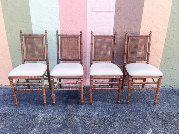 Set of Four Faux Bamboo and Cane Folding Chairs