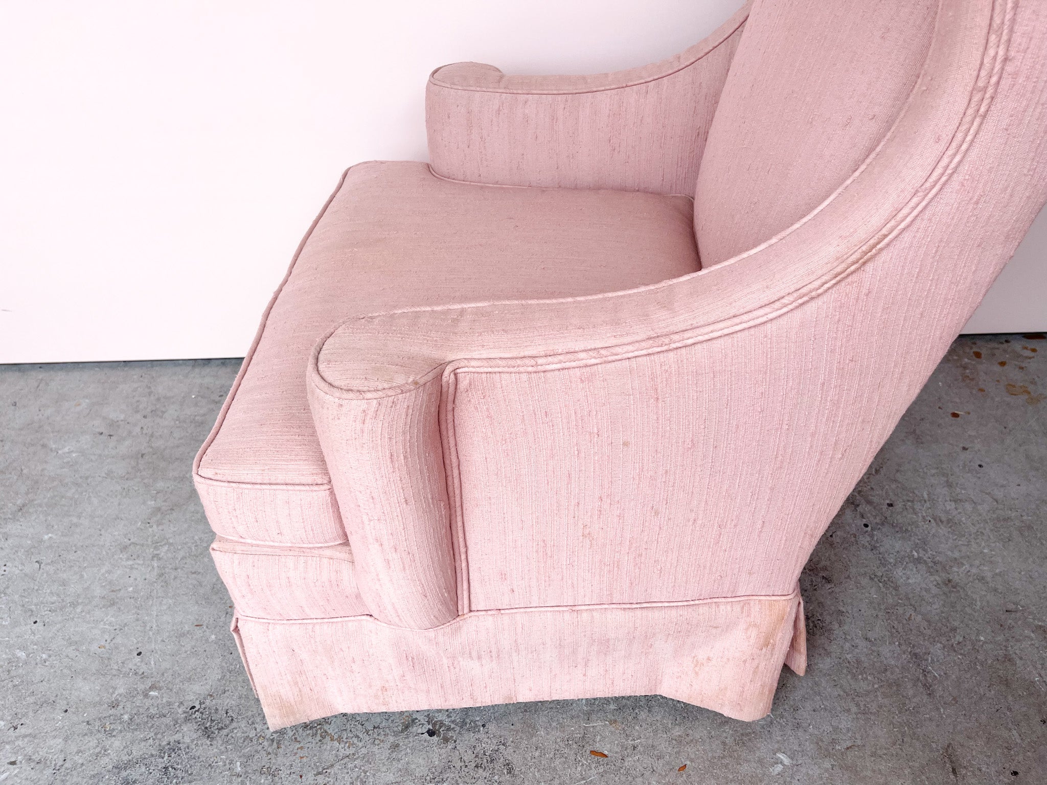 Blush pink wingback chair hot sale