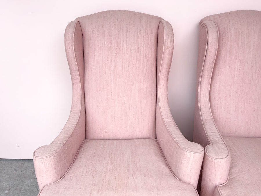 Pair of Blush Wingback Chairs