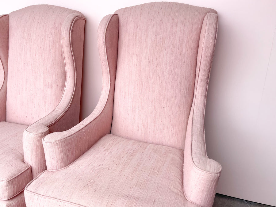 Pair of Blush Wingback Chairs