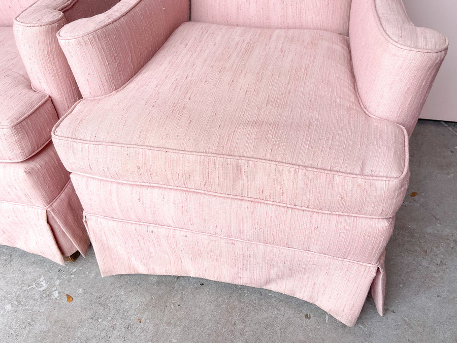 Pair of Blush Wingback Chairs