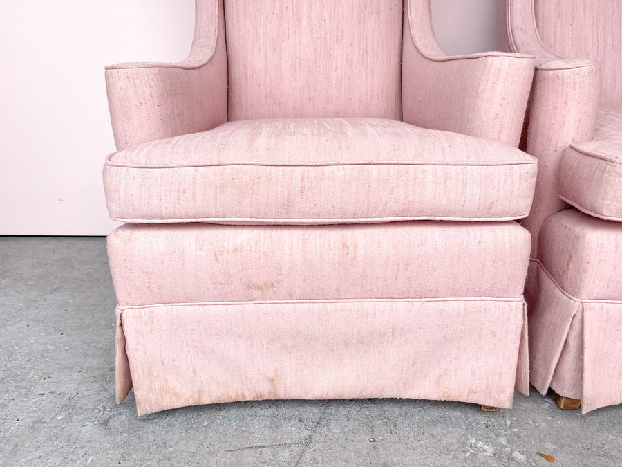 Pair of Blush Wingback Chairs