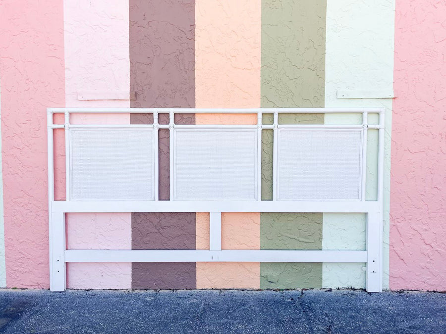 Palm Beach Chic Painted Rattan King Headboard