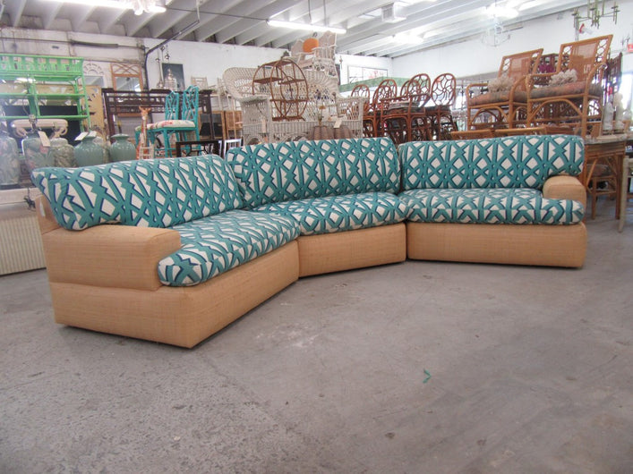 3 Piece Upholstered Seagrass Sectional