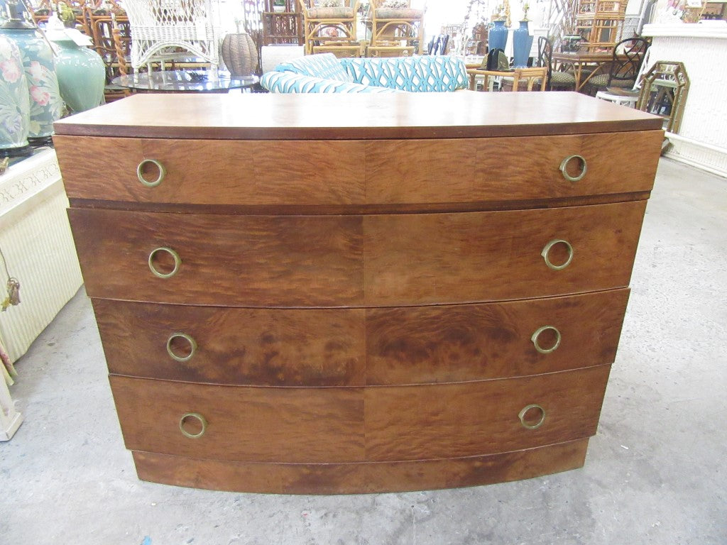 1930's Myrtle Burlwood Bow Front Chest