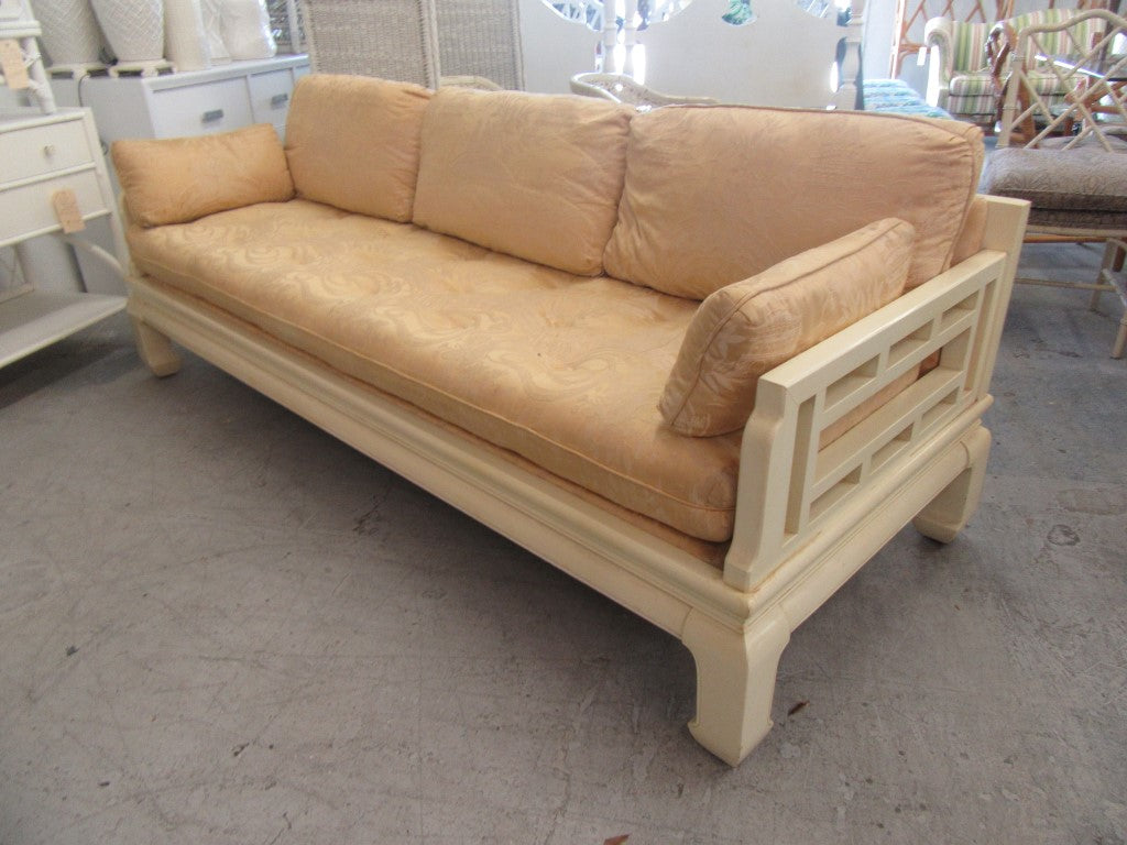 Century Asian Inspired Fretwork Ming Sofa