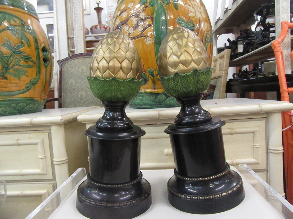 Pair of Acorn Finial Statues