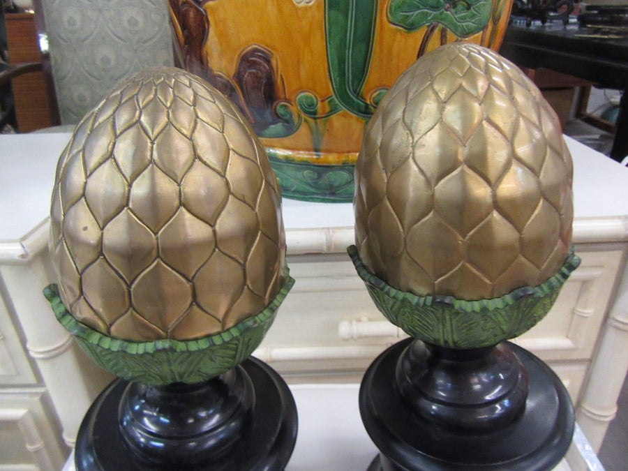 Pair of Acorn Finial Statues